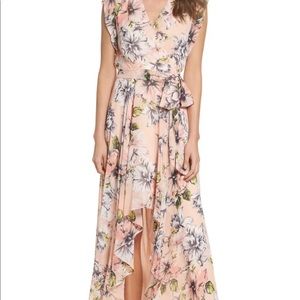 Eliza J Floral Ruffle High/Low Maxi Dress